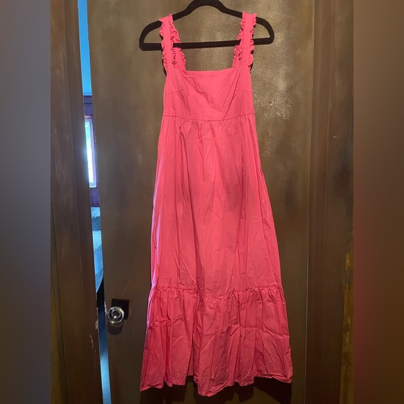 Pink Ruffled Women's Dress with semi open back - Picture 3 of 7